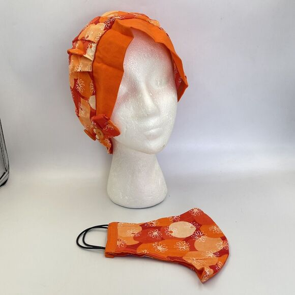 Women Surgical Scrub Hat With Matching Mask - Picture 10 of 11